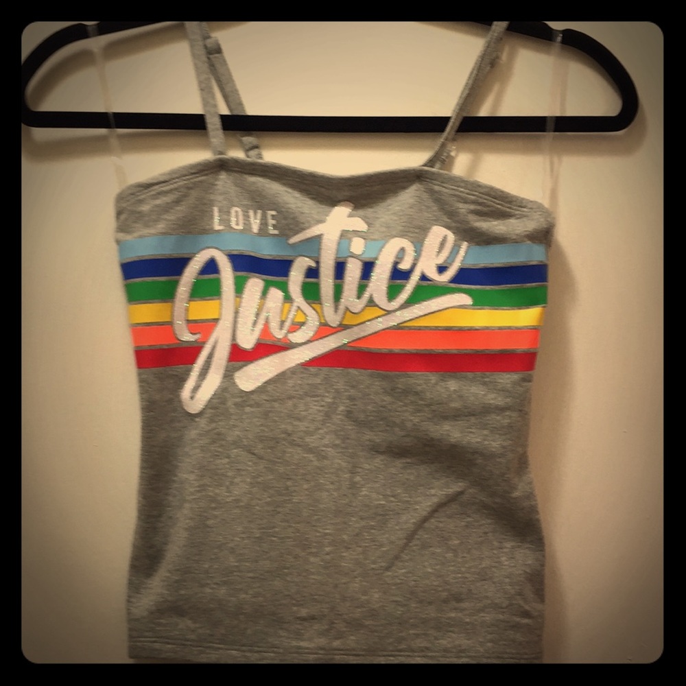Justice Gray Rainbow Striped Tube Top